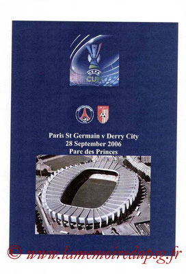 Programmes pirates  PSG-Derry City  2006-07