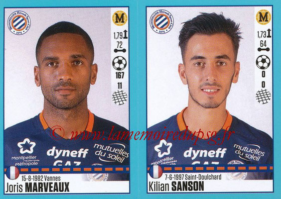 2016-17 - Panini Ligue 1 Stickers - N° 538 + 539 - Joris MARVEAUX + Kilian SANSON (Montpellier)