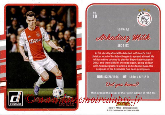 2016 - Panini Donruss Cards - N° 010 - Arkadiusz MILIK (AFC Ajax)