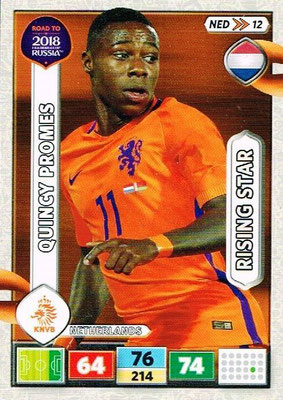 2018 - Panini Road to FIFA World Cup Russia Adrenalyn XL - N° NED12 - Quincy PROMES (Pays-Bas) (Rising Star)