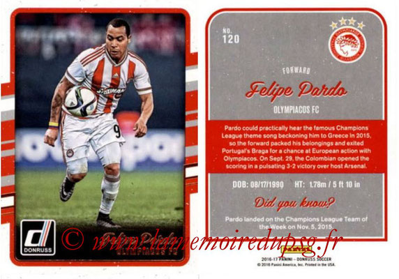 2016 - Panini Donruss Cards - N° 120 - Felipe PARDO (Olympiacos FC)