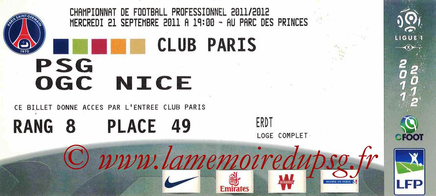 Tickets PSG-Nice  2011-12