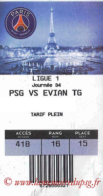 Tickets  PSG-Evian TG  2013-14
