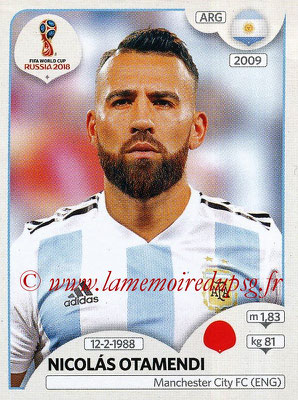 2018 - Panini FIFA World Cup Russia Stickers - N° 278 - Nicolas OTAMENDI (Argentine)