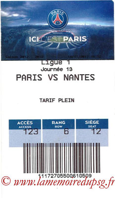 Tickets  PSG-Nantes  2017-18 
