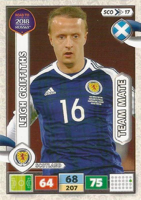 2018 - Panini Road to FIFA World Cup Russia Adrenalyn XL - N° SCO17 - Leigh GRIFFITHS (Ecosse) (UK Version)