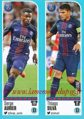 2016-17 - Panini Ligue 1 Stickers - N° 682 + 683 - Serge AURIER + Thiago SILVA (Paris Saint-Germain)