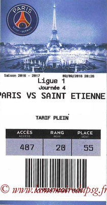 Tickets  PSG-Saint Etienne  2016-17