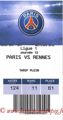 Tickets  PSG-Rennes  2016-17