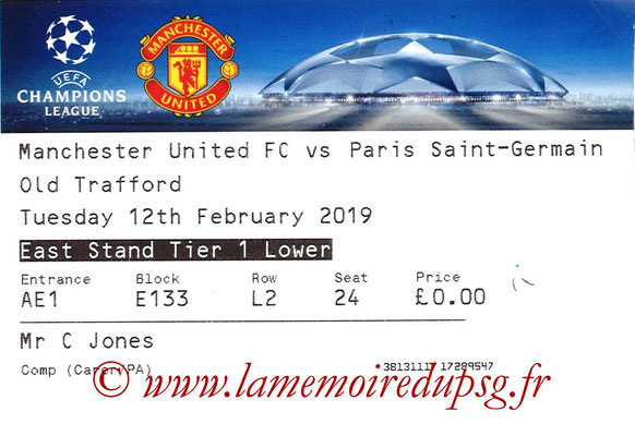 Tickets  Manchester Unied-PSG  2018-19