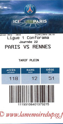 Tickets  PSG-Rennes  2018-19