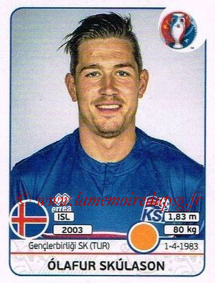 Panini Euro 2016 Stickers - N° 622 - olafur SKULASON (Islande)