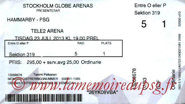 Tickets  Hammarby-PSG  2013-14