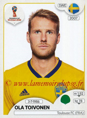 2018 - Panini FIFA World Cup Russia Stickers - N° 491 - Ola TOIVONEN (Suede)