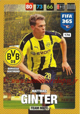 2016-17 - Panini Adrenalyn XL FIFA 365 - N° 174 - Matthias GINTER (Borussia Dortmund)