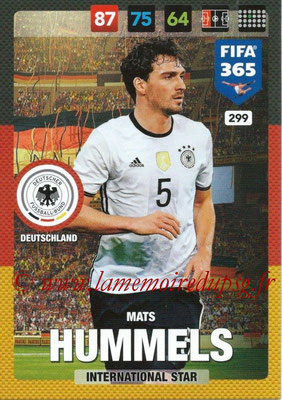 2016-17 - Panini Adrenalyn XL FIFA 365 - N° 299 - Mats HUMMEL (Allemagne) (International Star)