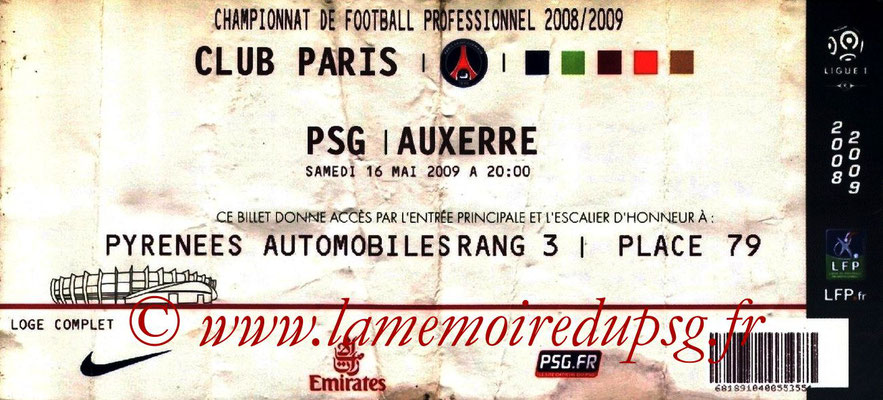 Tickets  PSG-Auxerre  2008-09