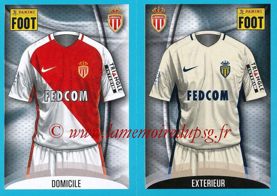 2016-17 - Panini Ligue 1 Stickers - N° 468 + 469 - Maillot Domicile + Extérieur (Monaco)