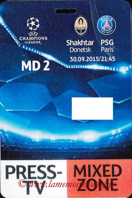 Badge presse  Shakhtar Donesk-PSG  2015-16