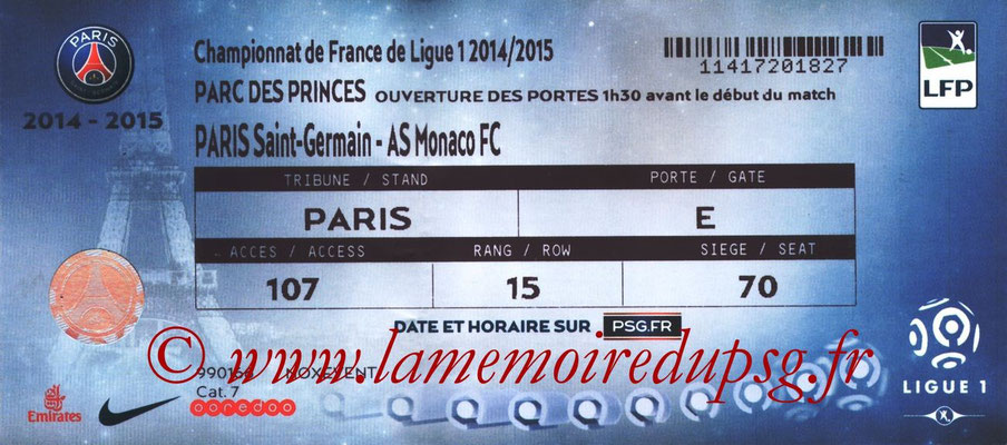 Tickets  PSG-Monaco  2014-15