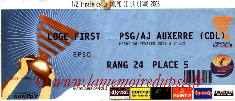 Tickets  PSG-Auxerre  2007-08