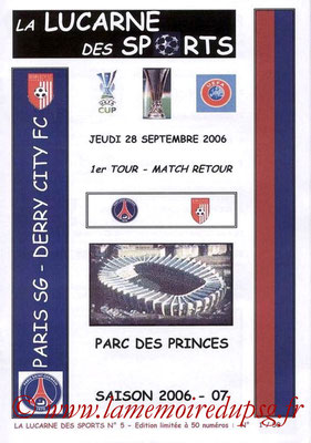 Programmes pirates  PSG-Derry City  2006-07