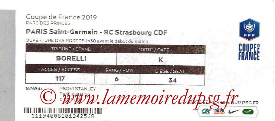 Tickets  PSG-Strasbourg  2018-19