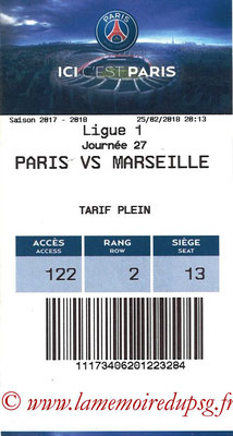 Tickets  PSG-Marseille  2017-18