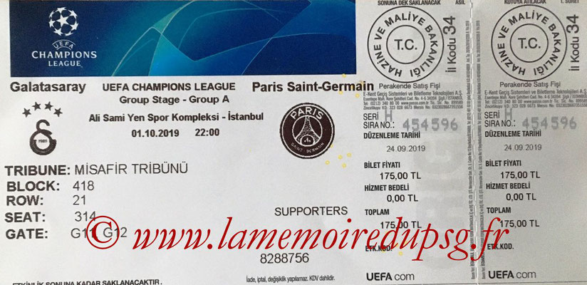 Ticket  Galatasaray-PSG  2018-19