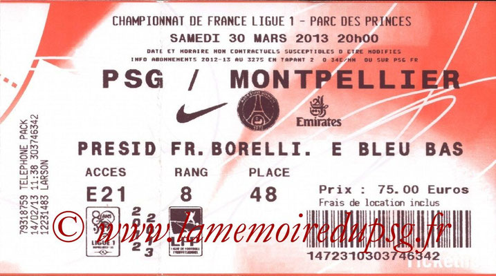 Tickets  PSG-Montpellier  2012-13