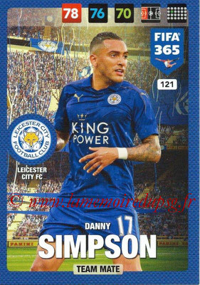 2016-17 - Panini Adrenalyn XL FIFA 365 - N° 121 - Danny SIMPSON (Leicester City FC)