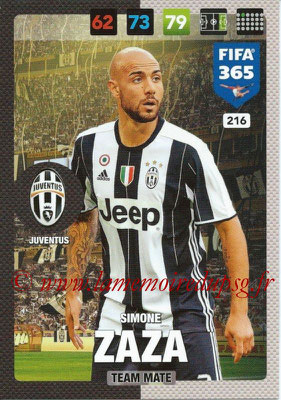 2016-17 - Panini Adrenalyn XL FIFA 365 - N° 216 - Simone ZAZA (Juventus FC)