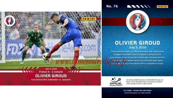 Panini Instant Euro 2016 - N° 076 - Olivier GIROUD