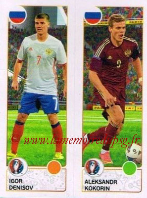 Panini Euro 2016 Stickers - N° 159 - Igor DENISOV + Aleksandr KOKORIN (Russie)