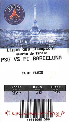 Tickets  PSG-Barcelone  2014-15