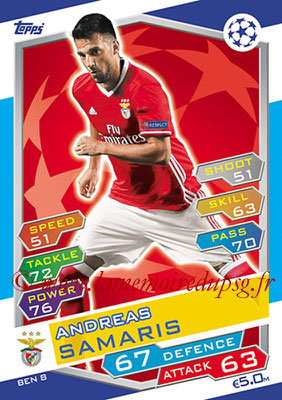 2016-17 - Topps UEFA Champions League Match Attax - N° BEN8 - Andreas SAMARIS (SL Benfica)