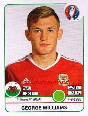 Panini Euro 2016 Stickers - N° 196 - George WILLIAMS (Pays de Galles)