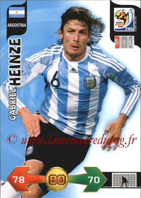 2010 - Panini FIFA World Cup South Africa Adrenalyn XL - N° 008 - Gabriel HEINZE (Argentine)