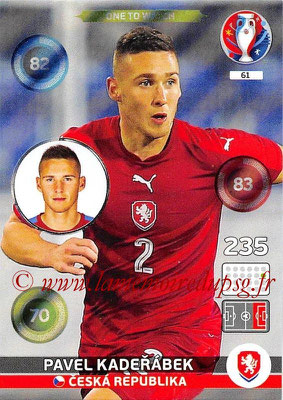 Panini Euro 2016 Cards - N° 061 - Pavel KADERABEK (République Tchèque) (One To Watch)