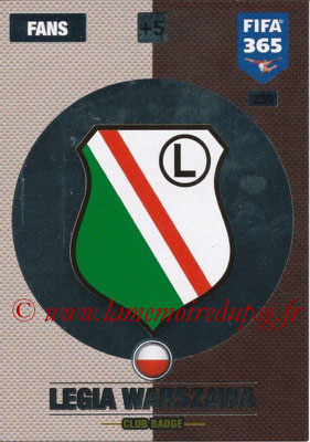 2016-17 - Panini Adrenalyn XL FIFA 365 - N° 239 - Logo Legia Varsovie (Clus Badge)