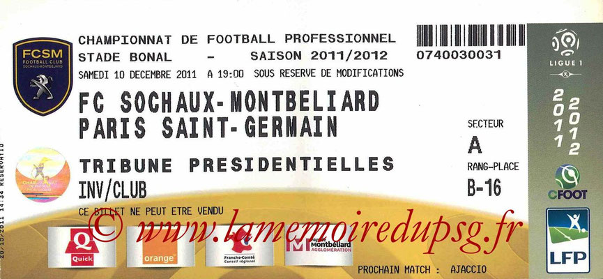 Tickets Sochaux-PSG  2011-12
