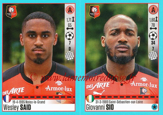 2016-17 - Panini Ligue 1 Stickers - N° 756 + 757 - Wesley SAID + Giovanni SIO (Rennes)