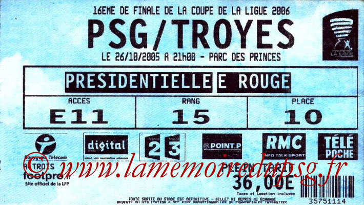 Tickets  PSG-Troyes  2005-06