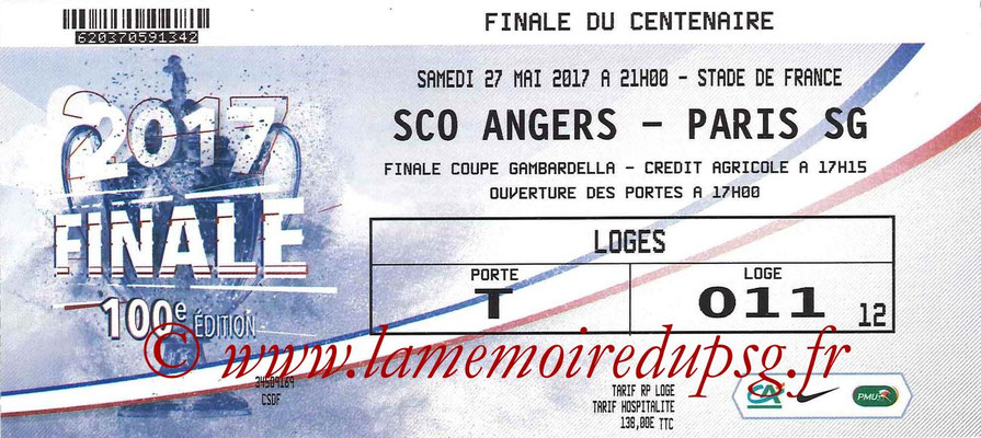 Ticket  PSG-Angers  2016-17