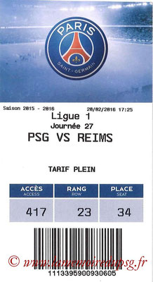 Tickets  PSG-Reims  2015-16