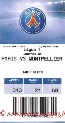 Tickets  PSG-Montpellier  2016-17