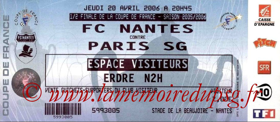 Tickets  Nantes-PSG  2005-06