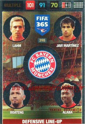 2016-17 - Panini Adrenalyn XL FIFA 365 - N° 398 - LAHM + JAVI MARTINEZ + BOATENG + ALABA (FC Bayern Munich) (Defensive Line-Up)