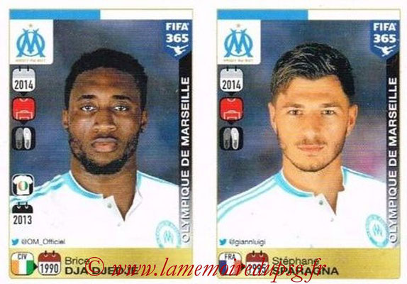 2015-16 - Panini FIFA 365 Stickers - N° 406-407 - Brice DJA DJEDJE + Stéphane SPARAGNA (Olympique de Marseille)