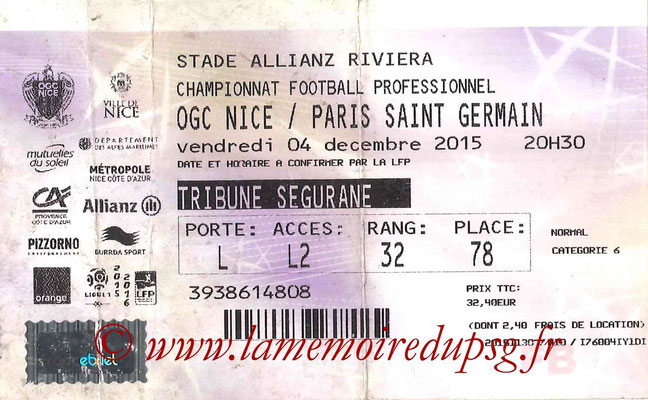 Tickets  Nice-PSG  2015-16